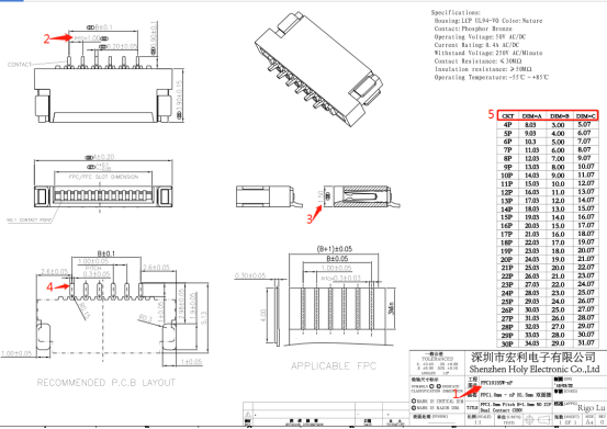 fpc1mm連接器規格書之接插件雙麵接臥式貼片[樱桃在线视频网站]